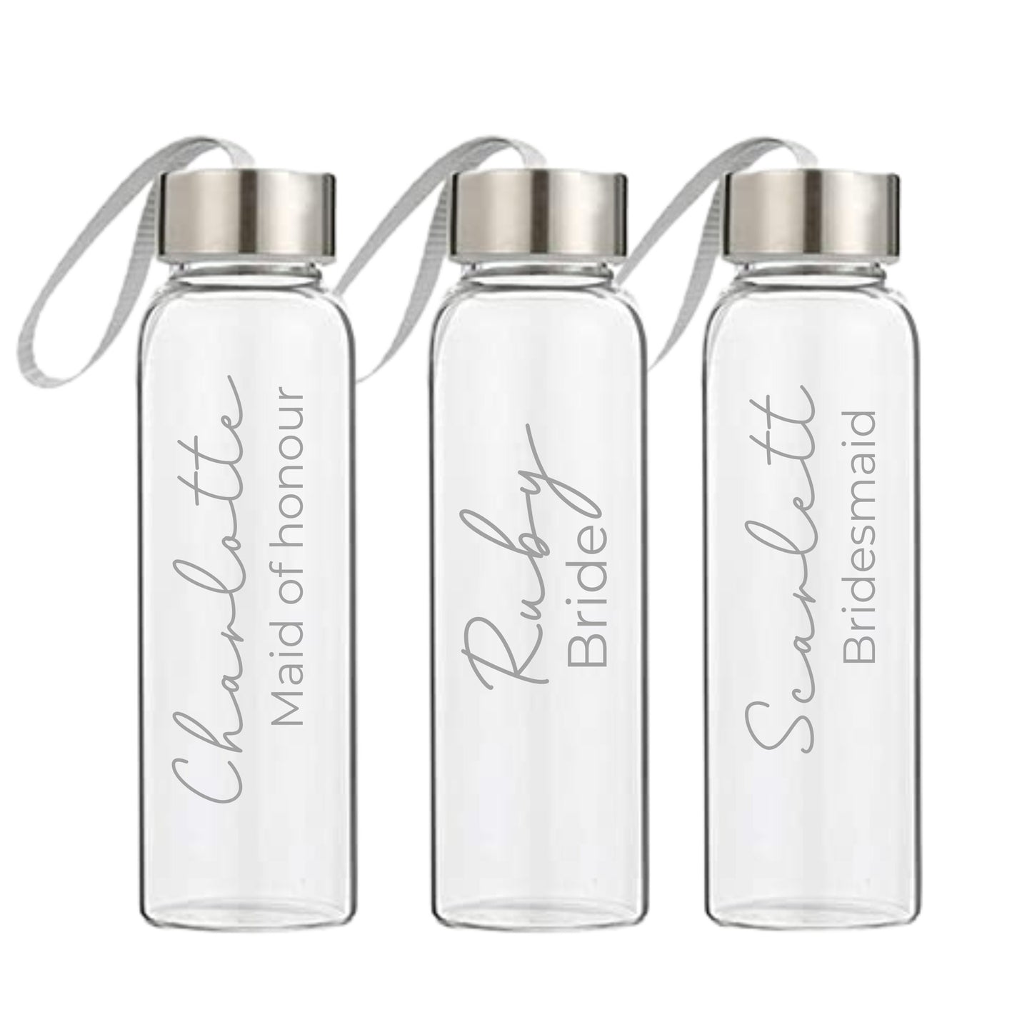 Personalised Bridal Party 500ml Glass Drink Bottle |Bridesmaid Gift | Personalised Gift | Gift for Her | Bridesmaid Proposal