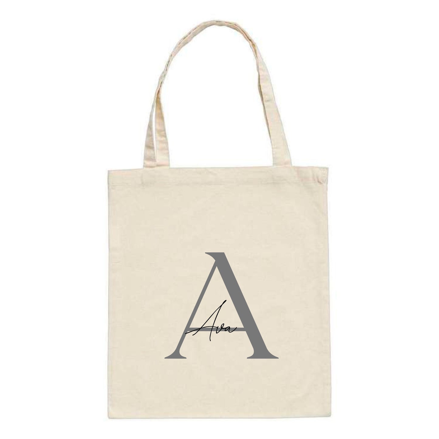 Personalised Name and Large Initial Cotton Tote Bag | Personalised Tote | Natural Cotton Bag | Bridal Party | Gift for Her