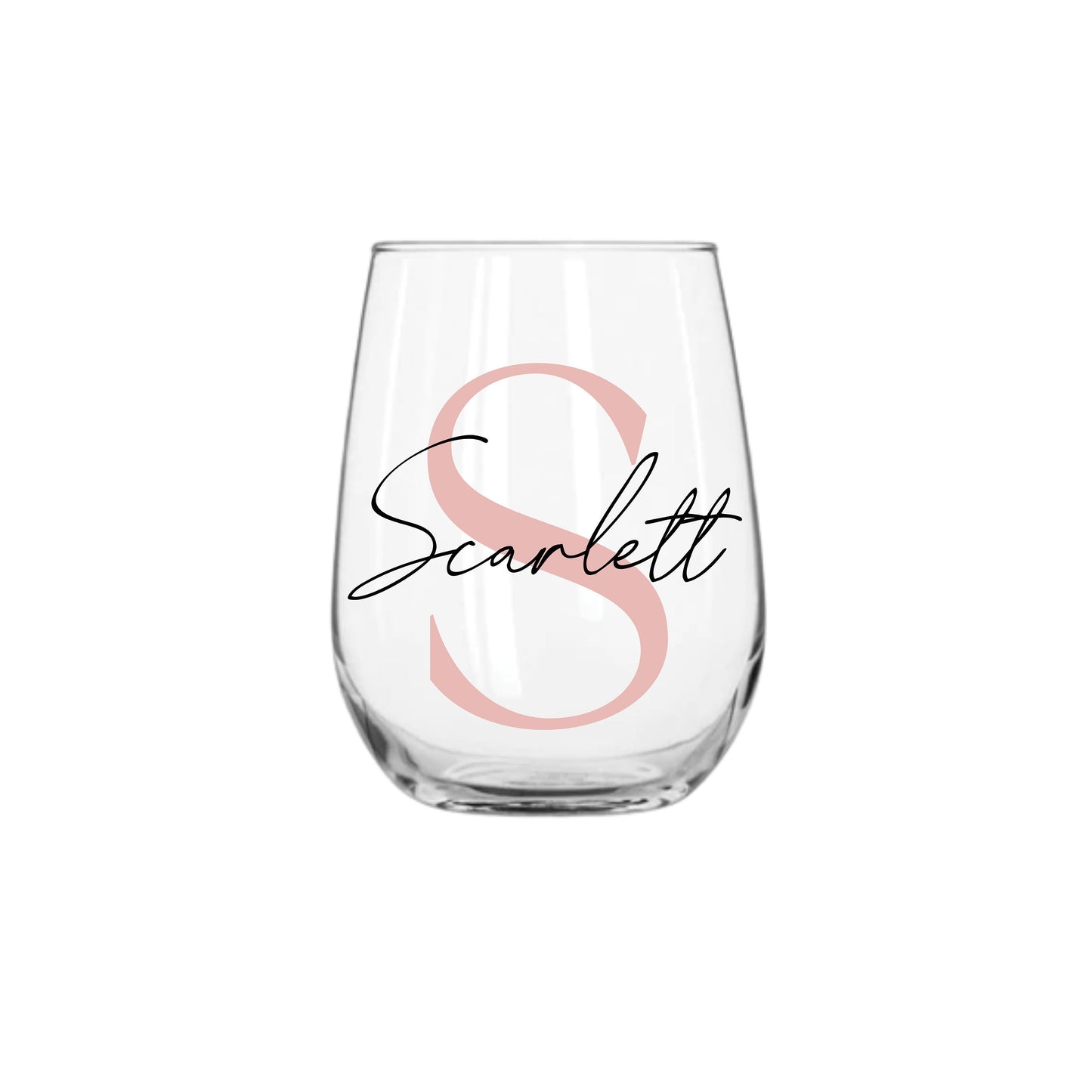 Personalised Name and Large Initial 475ml Stemless Wine Glass | Personalised Name and Age Wine Glass | Birthday Milestone | Wedding Gift