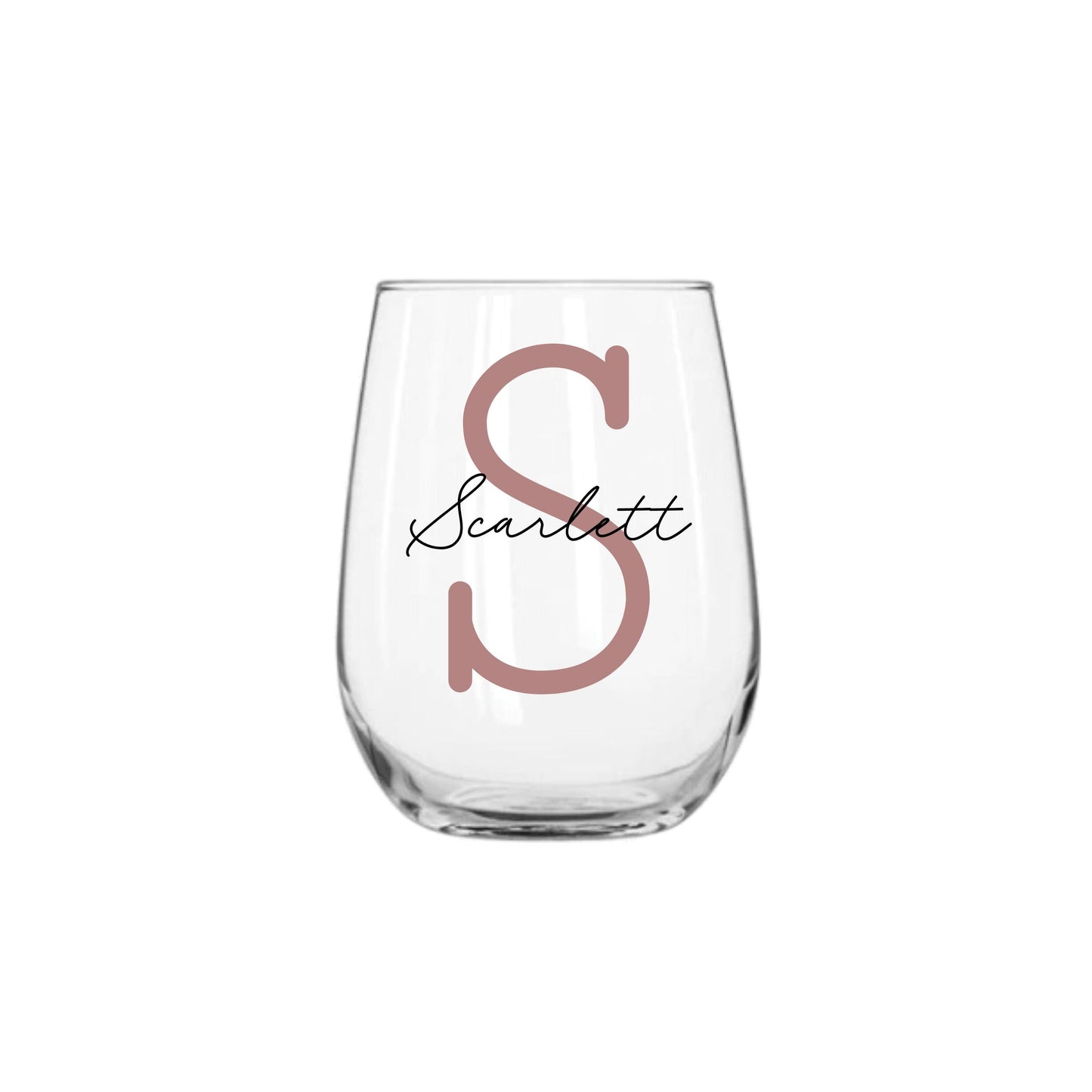 Personalised Name and Large Initial 475ml Stemless Wine Glass | Personalised Name and Age Wine Glass | Birthday Milestone | Wedding Gift