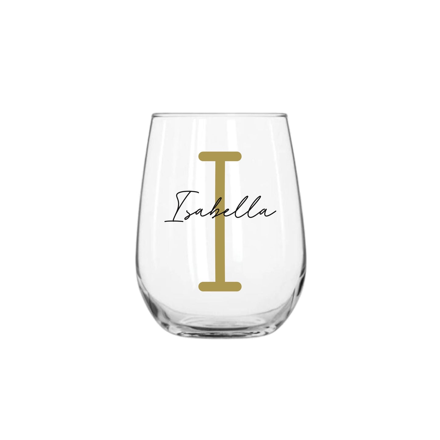 Personalised Name and Large Initial 475ml Stemless Wine Glass | Personalised Name and Age Wine Glass | Birthday Milestone | Wedding Gift