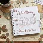 Album titled 'The Adventures of Chloe & Andrew' on a world map with coins around