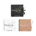 Three Personalised scrapbook albums for couples with heart design and "The story of us so far" message
