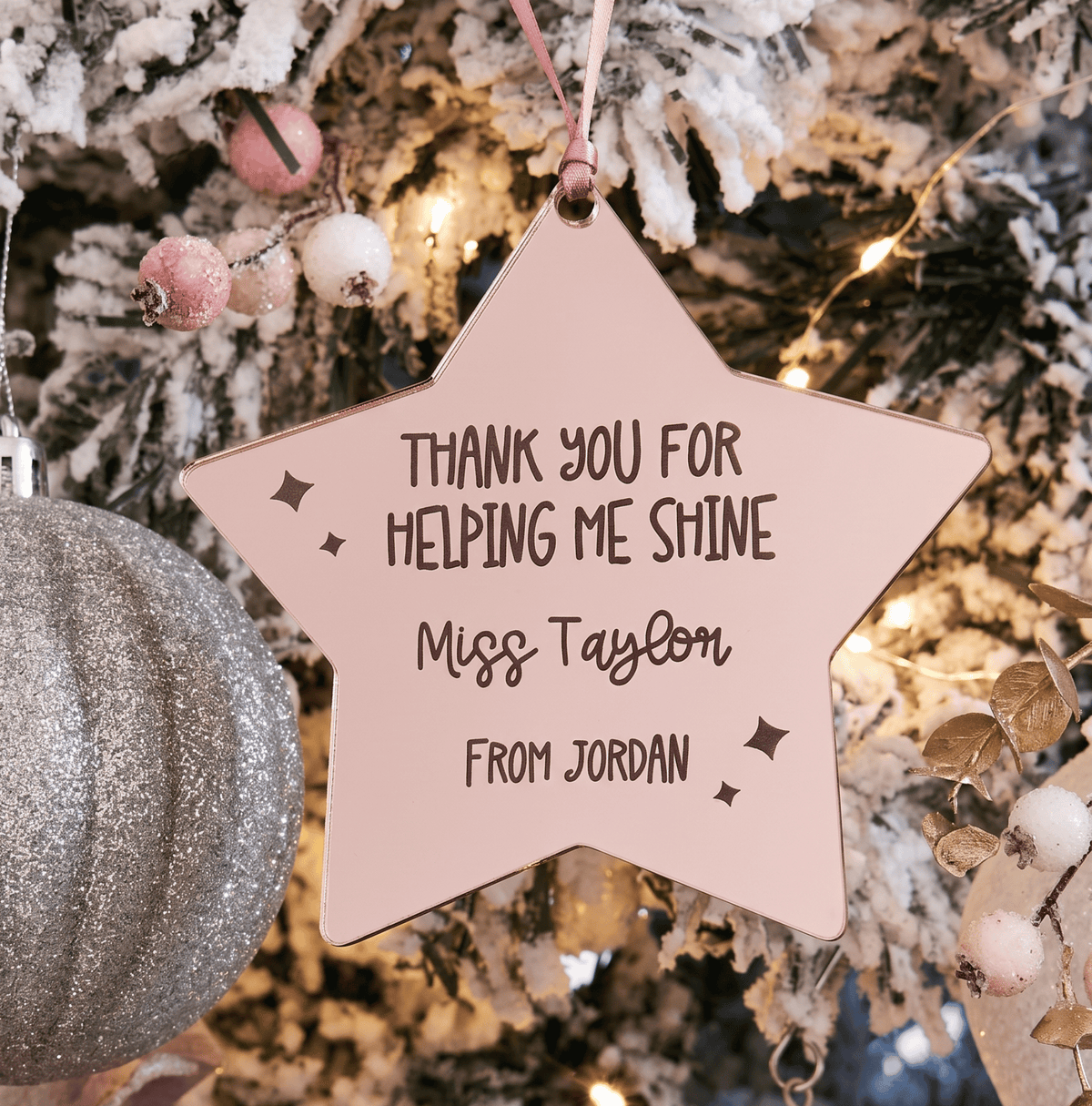 Personalised Teacher Appreciation Star Ornament: Custom Educator Keepsake