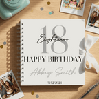 Personalised birthday Album with decorative elements on a wooden surface