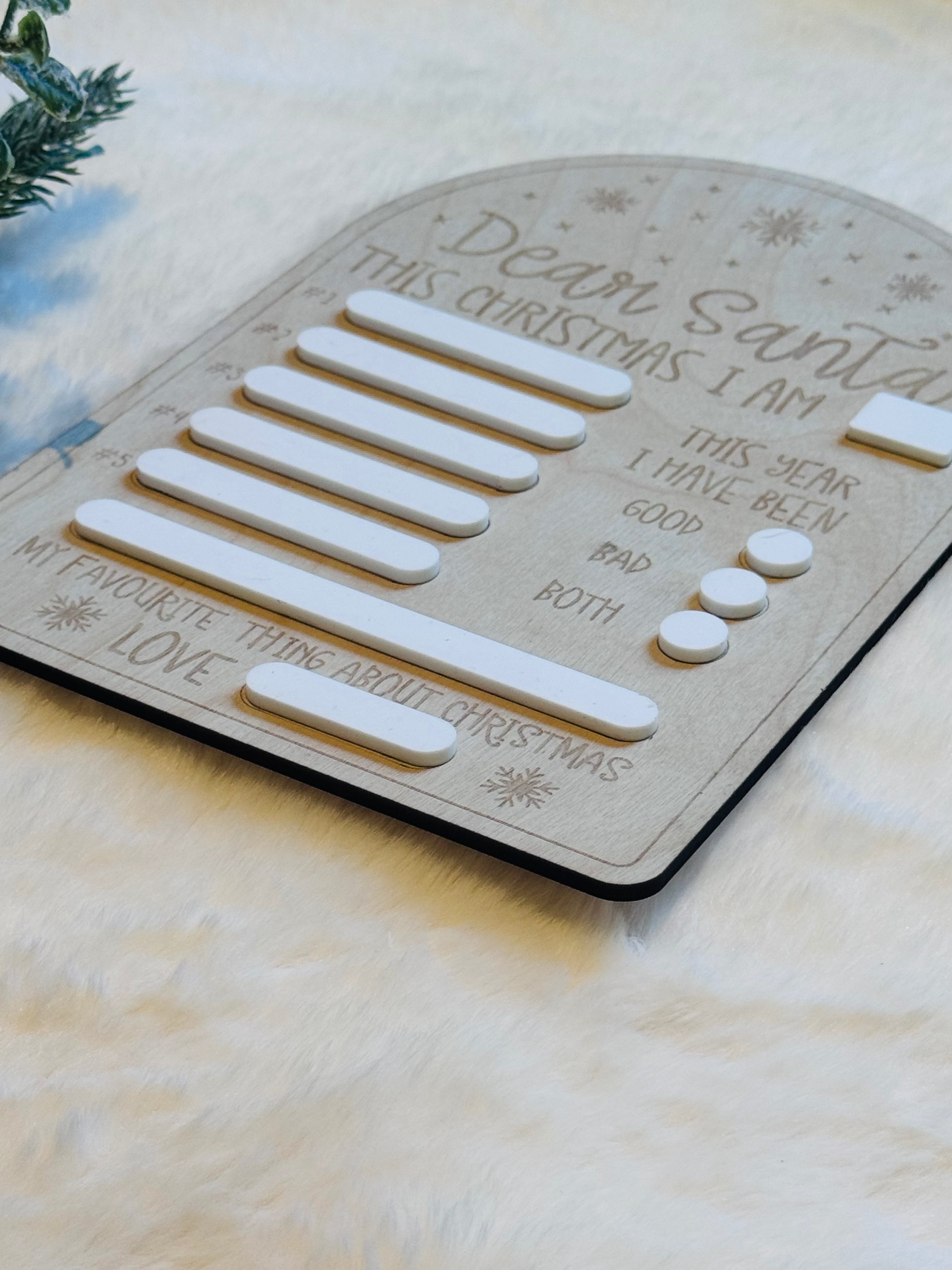 Eco-friendly personalised Christmas wish list board - reusable kids keepsake