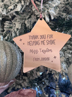 Personalised Teacher Appreciation Star Ornament – Custom Thank You Keepsake