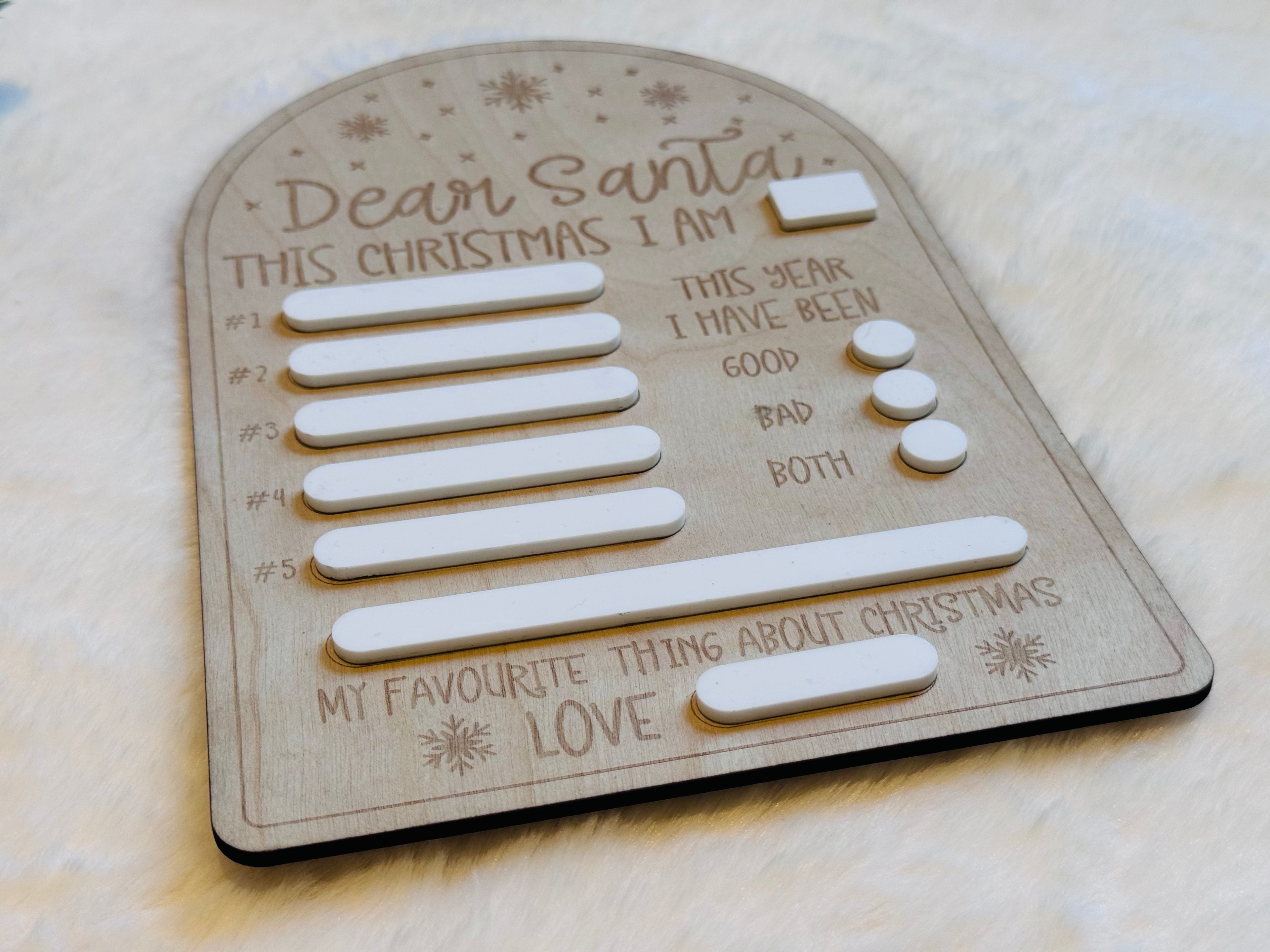 Handmade Dear Santa wish list board Australia - festive Christmas tradition