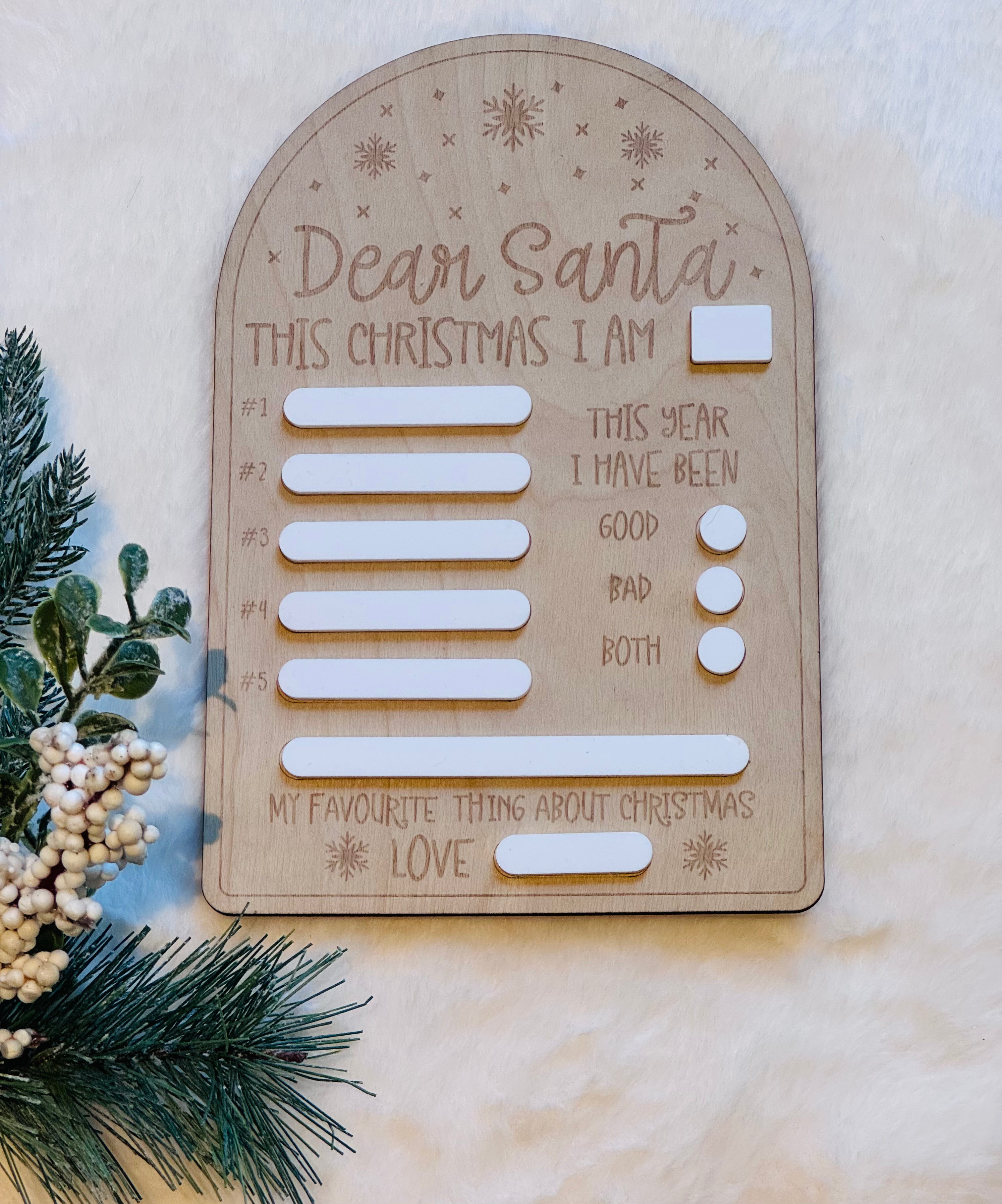 Personalised Dear Santa wish list board Australia - kids Christmas keepsake