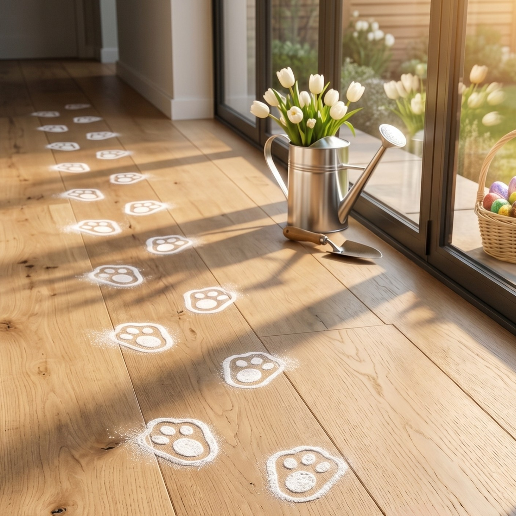 Easter Bunny Footprint Stencils Wood Set: Reusable Timber Paw Print Templates
