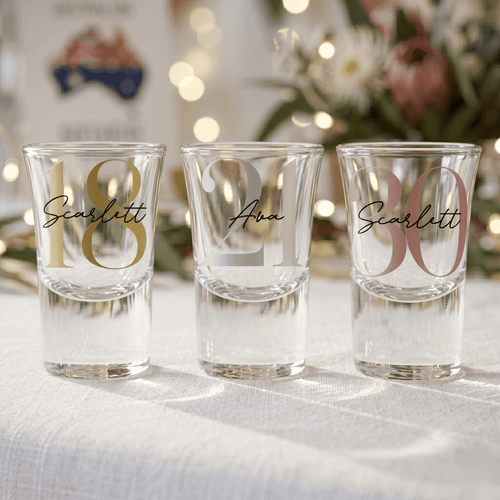 Bespoke Heirloom Personalised Vinyl 25ml Shot Glass - Make It Personal Gift Co