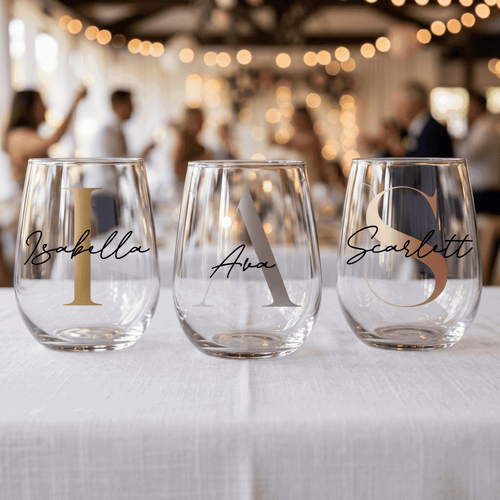 Bespoke Heirloom Personalised Vinyl Stemless Wine Glass - Make It Personal Gift Co