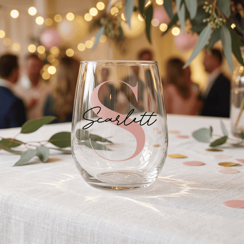 Bespoke Heirloom Personalised Vinyl Stemless Wine Glass - Make It Personal Gift Co