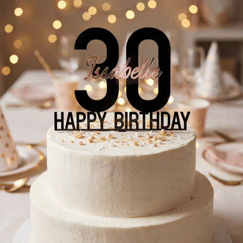 Bold Contemporary Personalised Acrylic Birthday Cake Topper - Make It Personal Gift Co