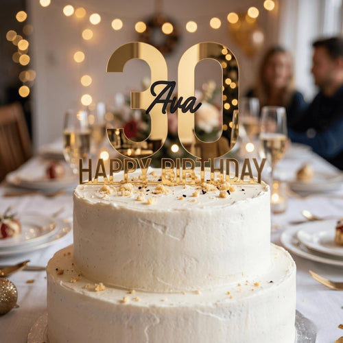 Bold Contemporary Personalised Acrylic Birthday Cake Topper - Make It Personal Gift Co