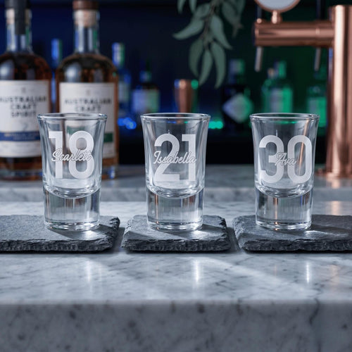 Bold Contemporary Personalised Engraved 25ml Shot Glass - Make It Personal Gift Co