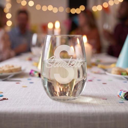 Bold Contemporary Personalised Engraved Stemless Wine Glass - Make It Personal Gift Co