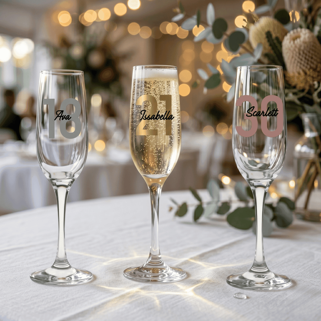 Bold Contemporary Personalised Vinyl Champagne Flute - Make It Personal Gift Co