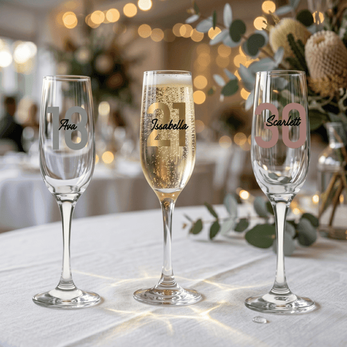 Bold Contemporary Personalised Vinyl Champagne Flute - Make It Personal Gift Co