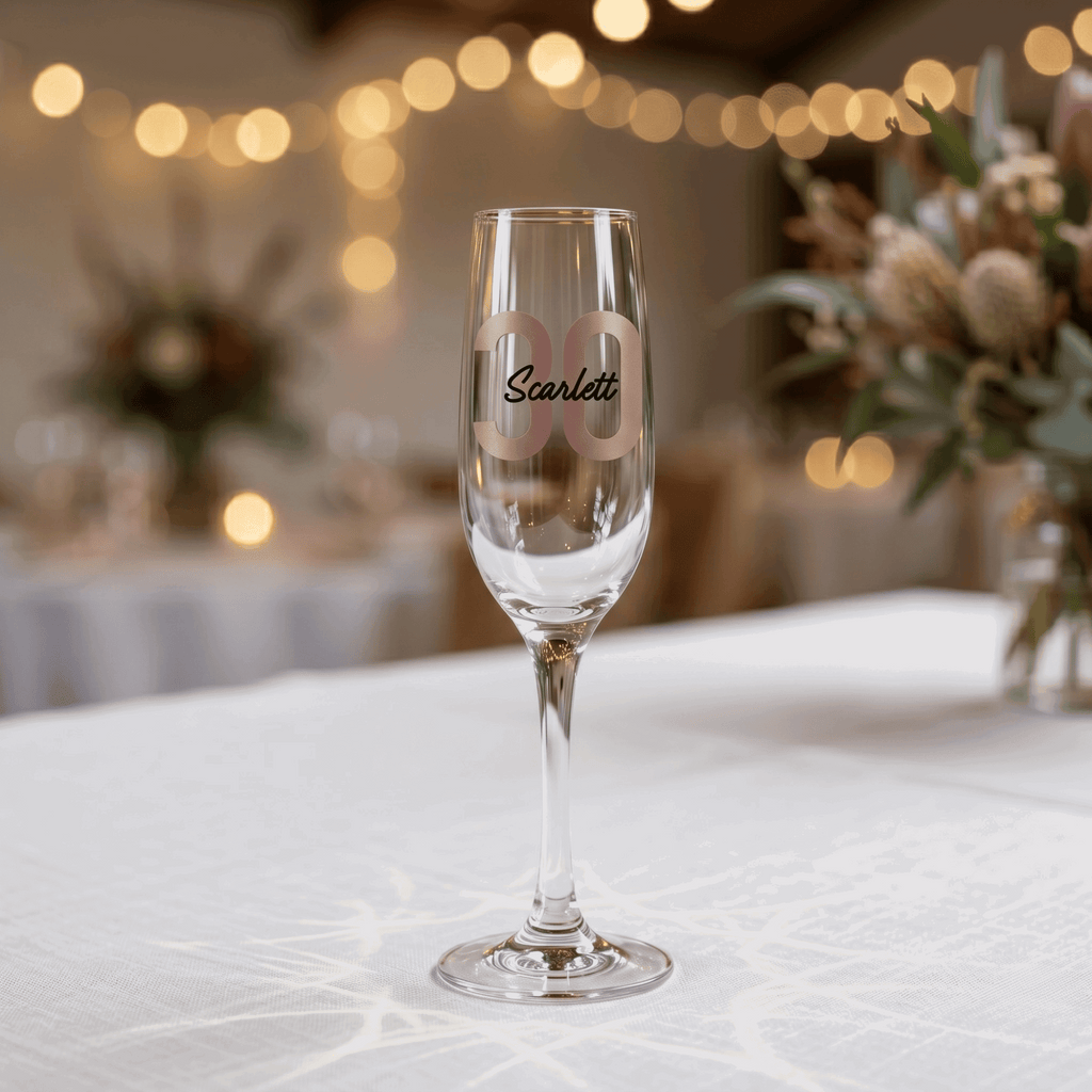 Bold Contemporary Personalised Vinyl Champagne Flute - Make It Personal Gift Co