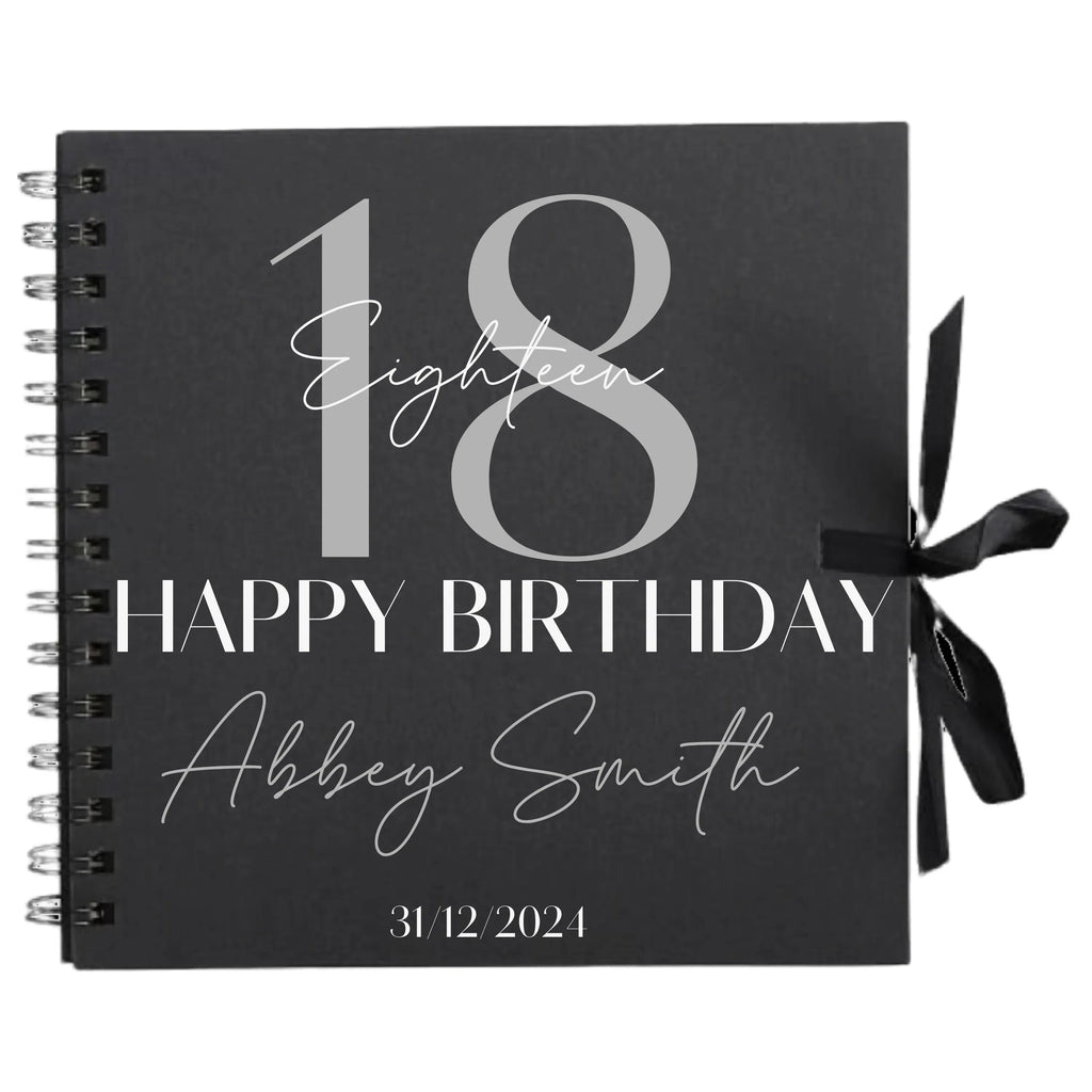 Bold Personalised Birthday Scrapbook Album - Large Age & Name Design (8x8") - Make It Personal Gift Co