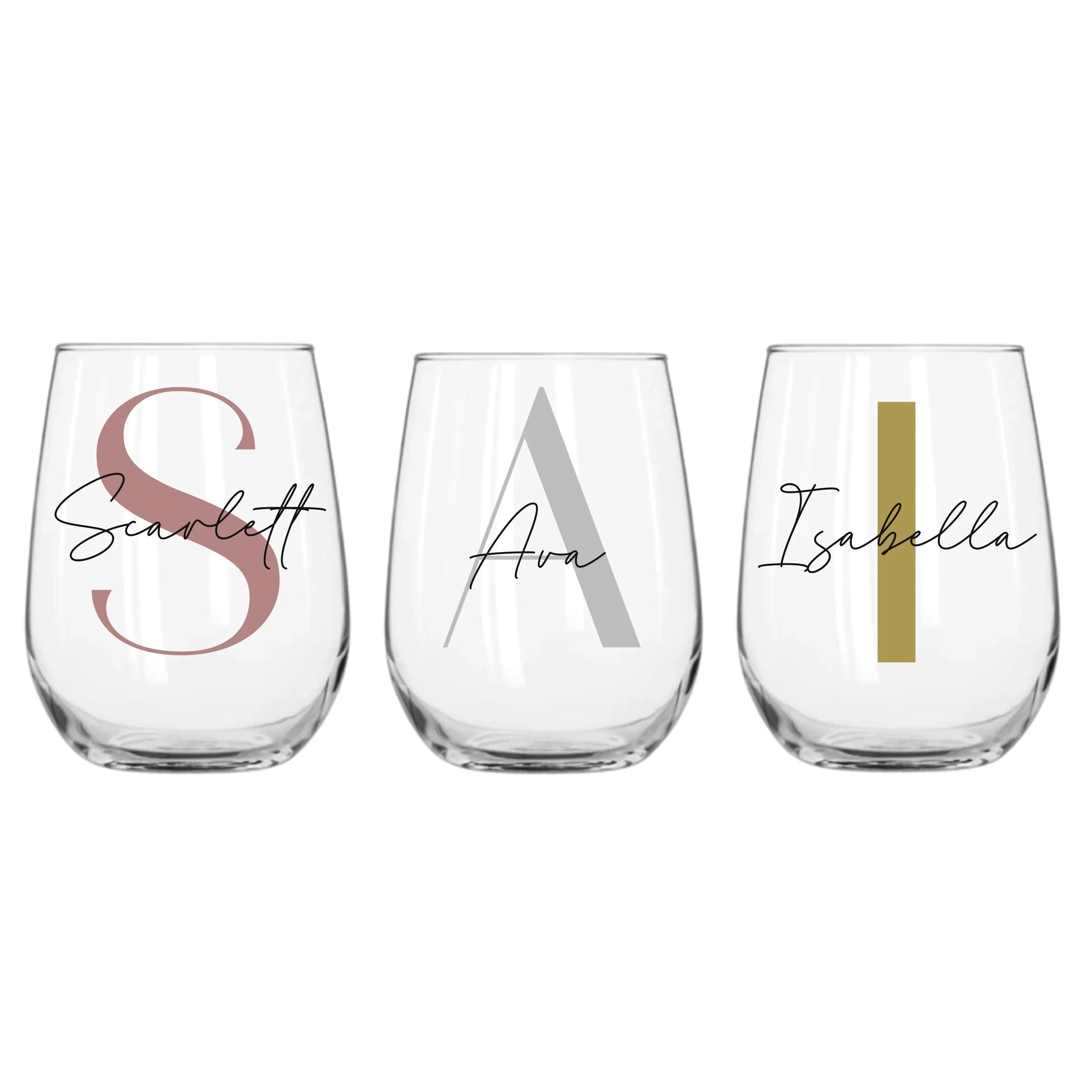 Bold Personalised Stemless Wine Glass 360ml - Make It Personal Gift Co