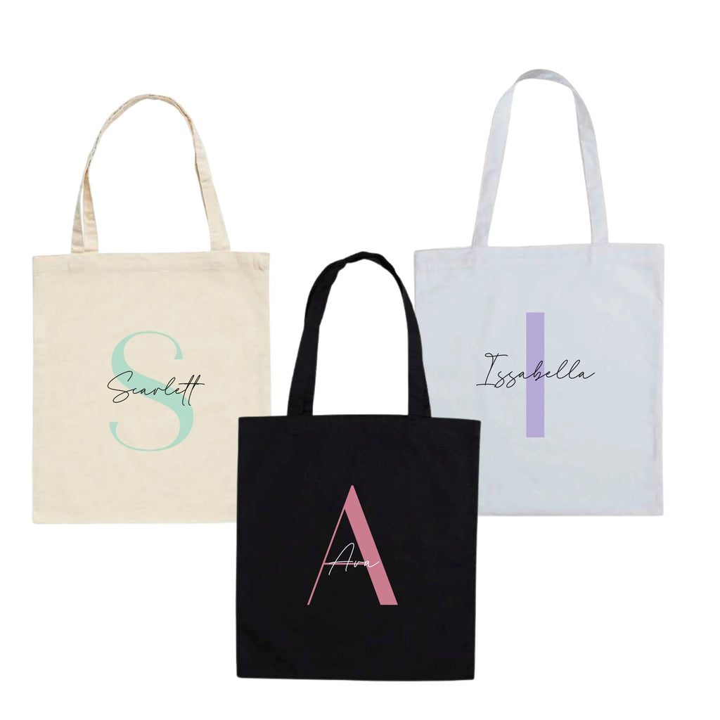Bold Style Personalised Initial Tote Bag | Modern Layered Design - Make It Personal Gift Co