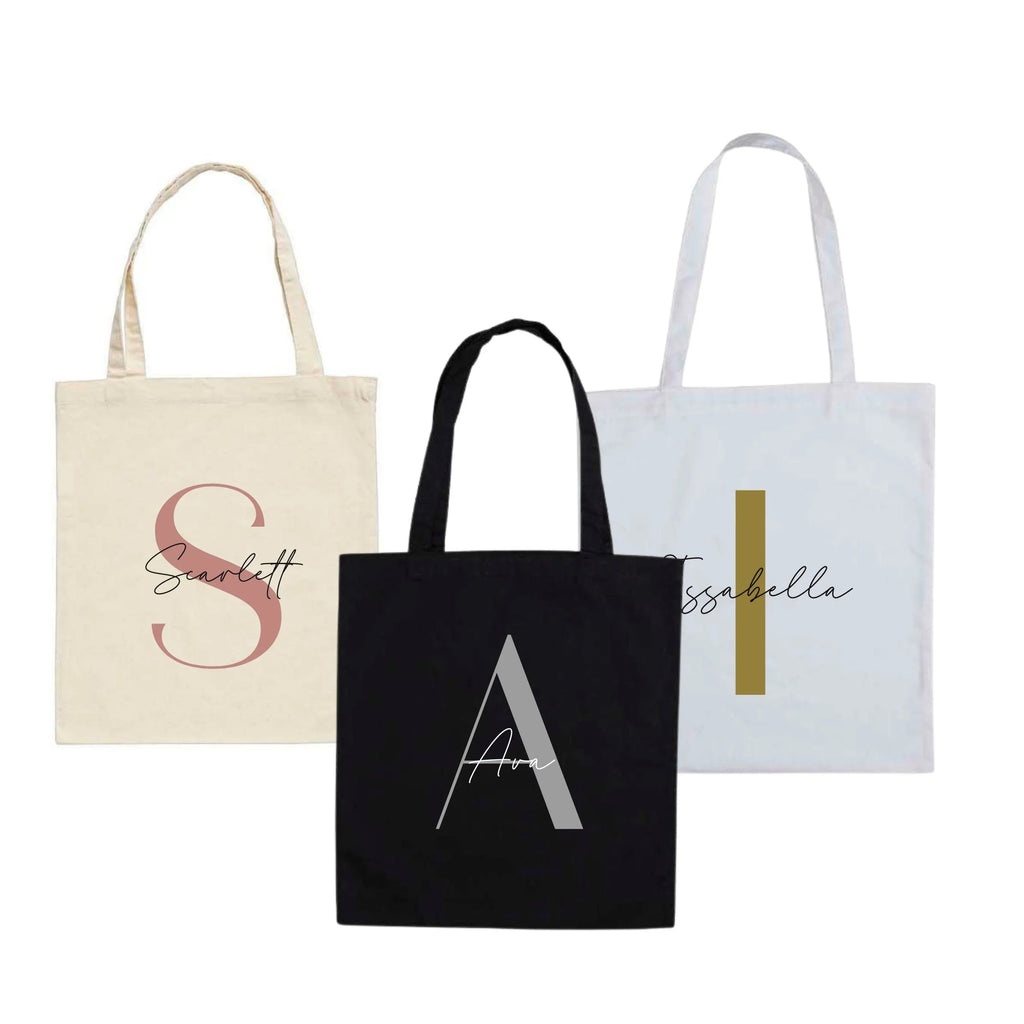 Bold Style Personalised Initial Tote Bag | Modern Layered Design - Make It Personal Gift Co