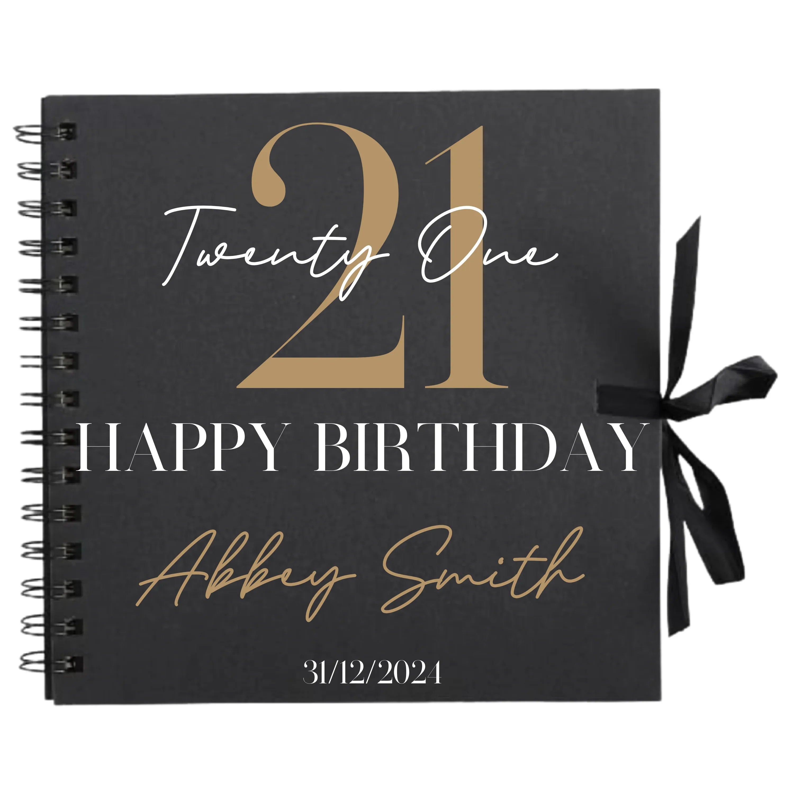 Chic Editorial Personalised Birthday Scrapbook Album - Serif & Script (8x8") - Make It Personal Gift Co