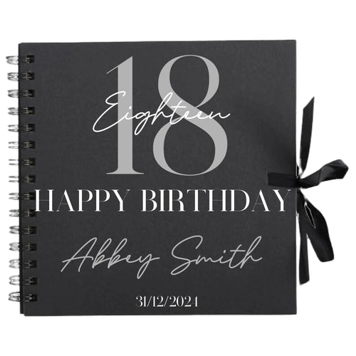 Chic Editorial Personalised Birthday Scrapbook Album - Serif & Script (8x8") - Make It Personal Gift Co