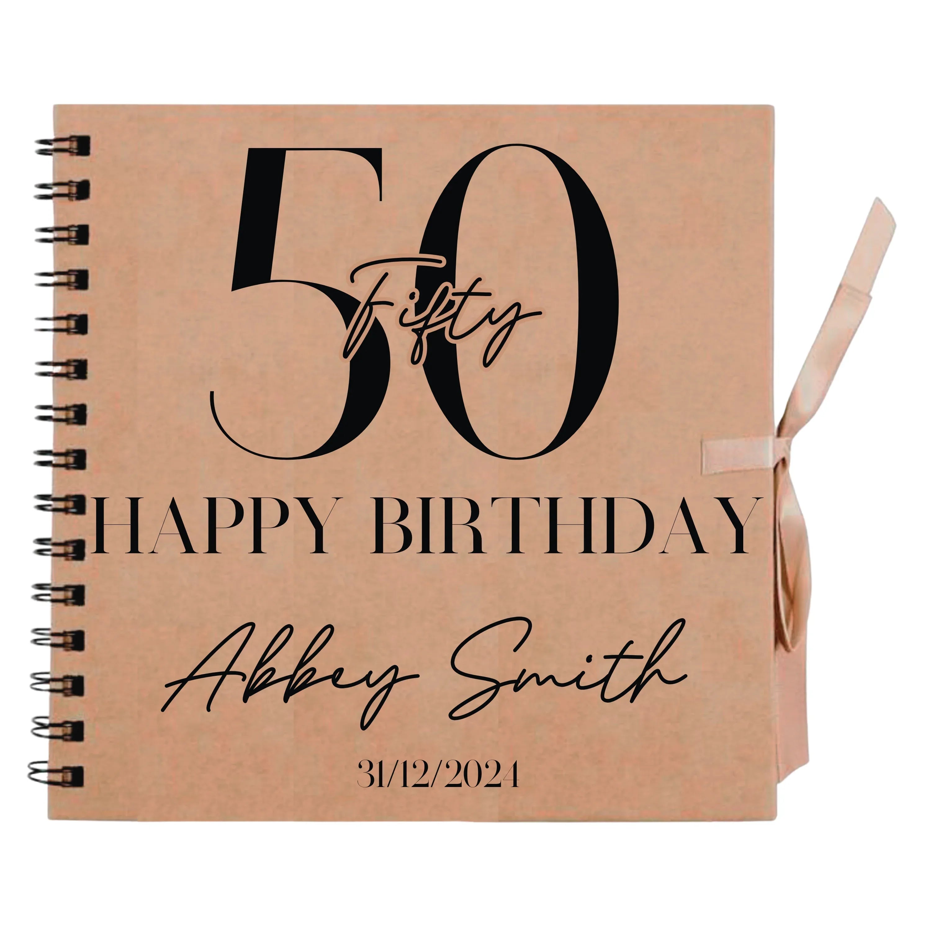 Chic Editorial Personalised Birthday Scrapbook Album - Serif & Script (8x8") - Make It Personal Gift Co