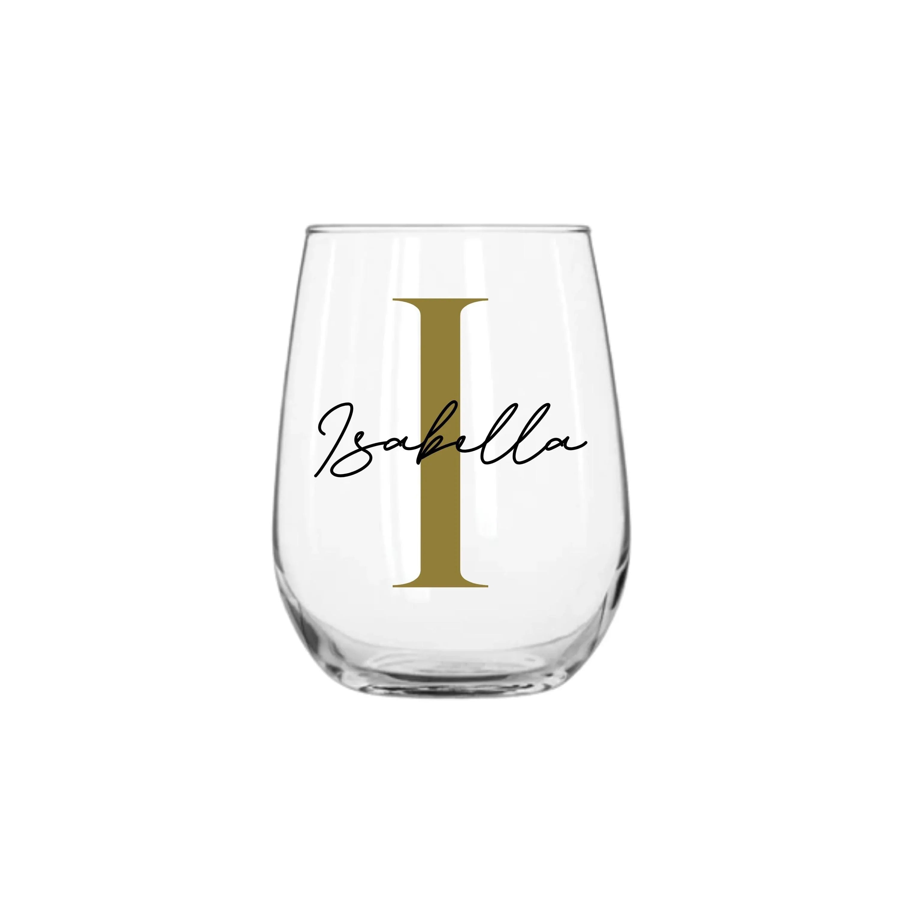 Chic Personalised Stemless Wine Glass 360ml - Make It Personal Gift Co