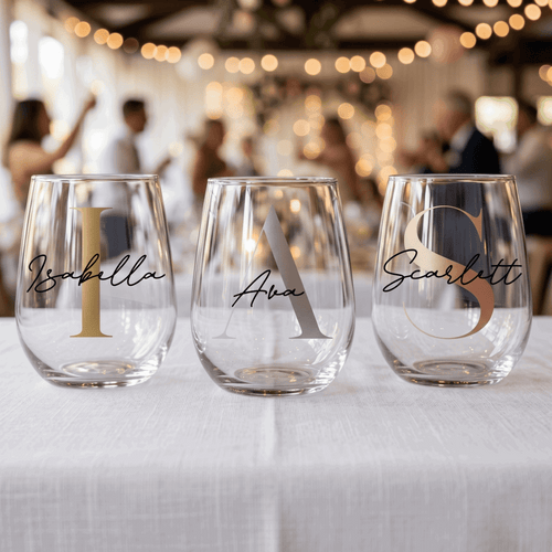 Chic Personalised Stemless Wine Glass 475ml - Make It Personal Gift Co
