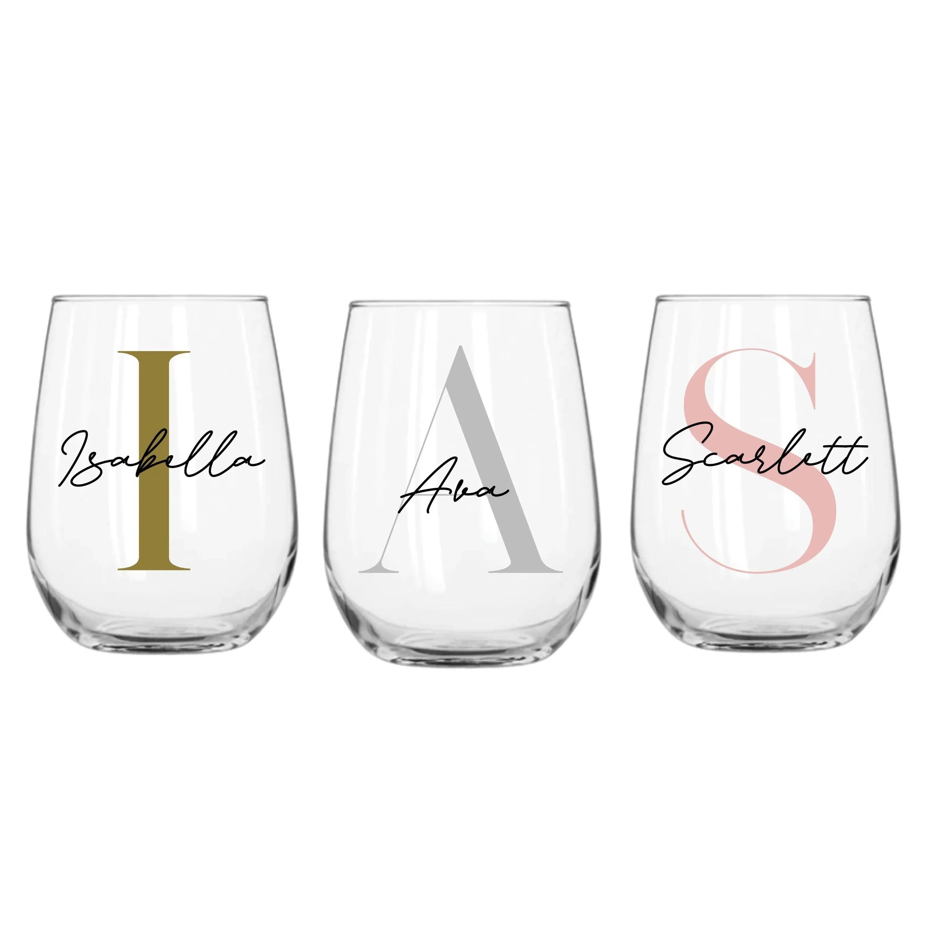 Chic Personalised Stemless Wine Glass 475ml - Make It Personal Gift Co