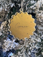 Double Layer Personalised Christmas Ornament – Scalloped Mirrored Acrylic 3D Bauble - Make It Personal Gift Co