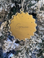Double Layer Personalised Christmas Ornament – Scalloped Mirrored Acrylic 3D Bauble - Make It Personal Gift Co