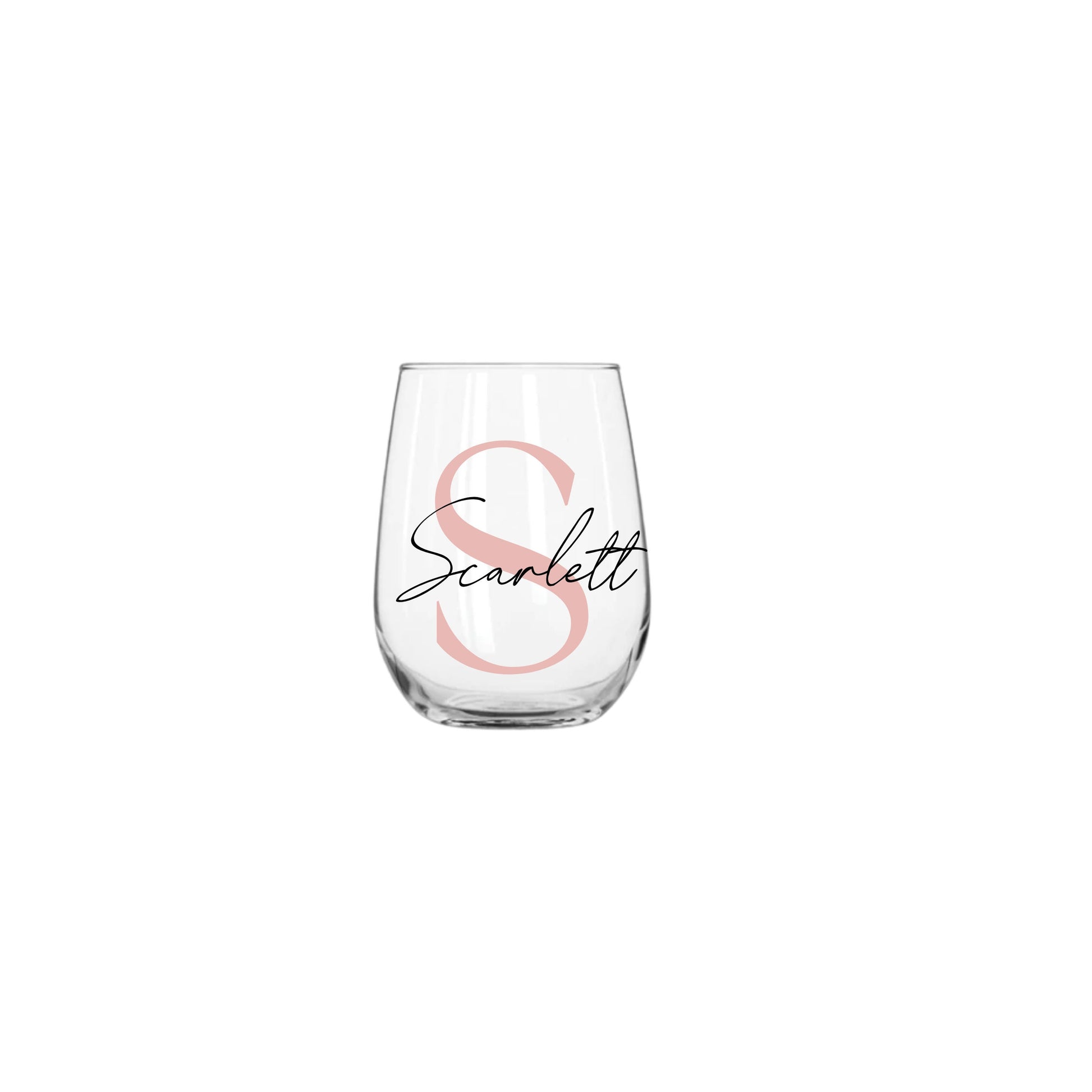 Personalised Name and Large Initial 360ml Stemless Wine Glass | Personalised Name and Age Wine Glass | Birthday Milestone | Wedding Gift