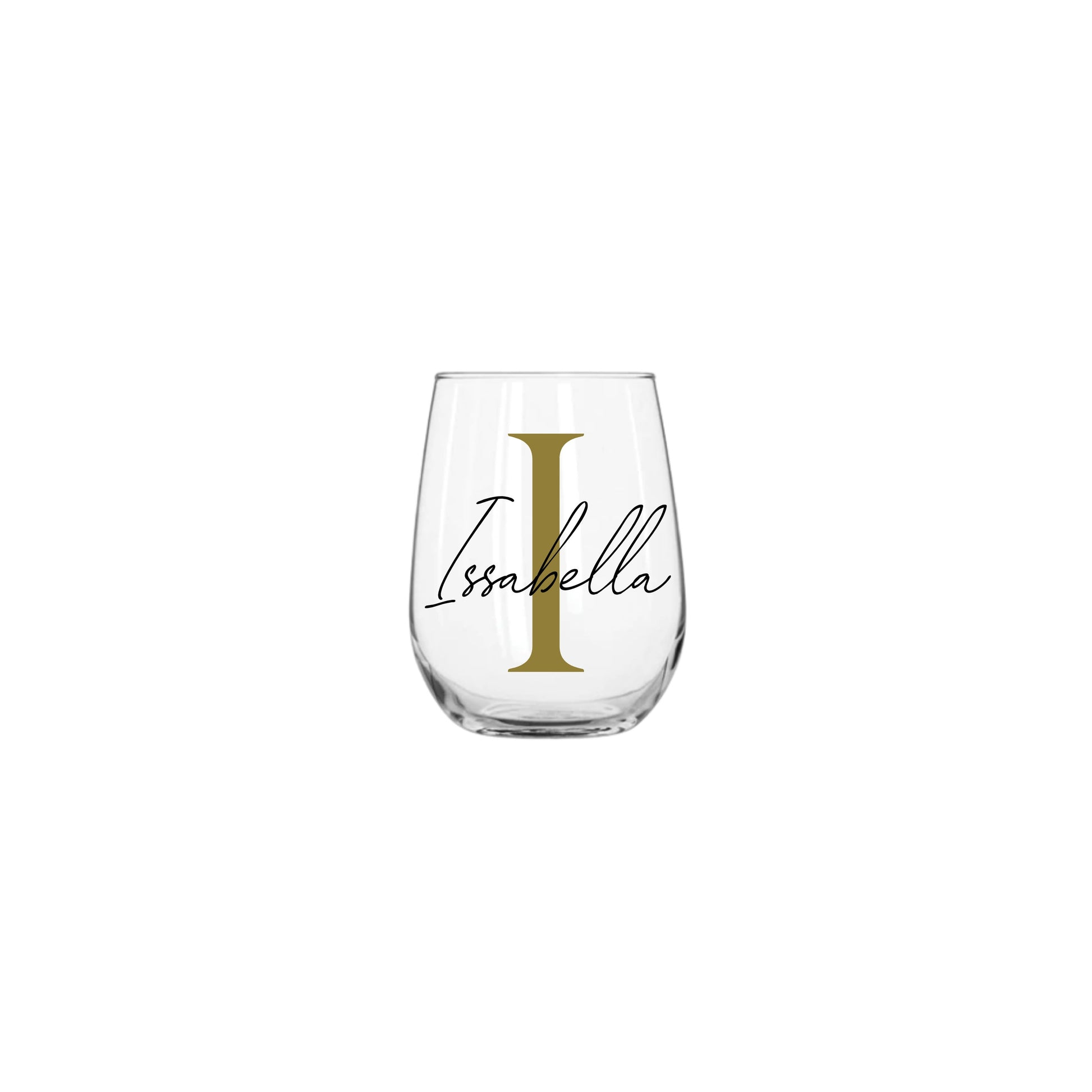 Personalised Name and Large Initial 360ml Stemless Wine Glass | Personalised Name and Age Wine Glass | Birthday Milestone | Wedding Gift