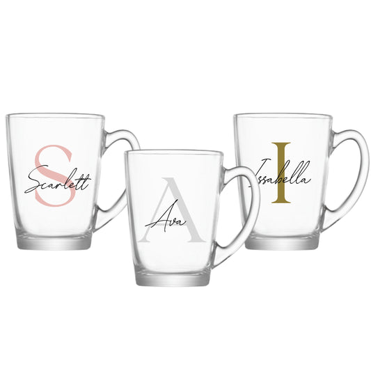 Personalised Name and Large Initial Glass Mug | Personalised Name and Age Mug | Custom Name Mug | Initial Mug | Birthday | Wedding