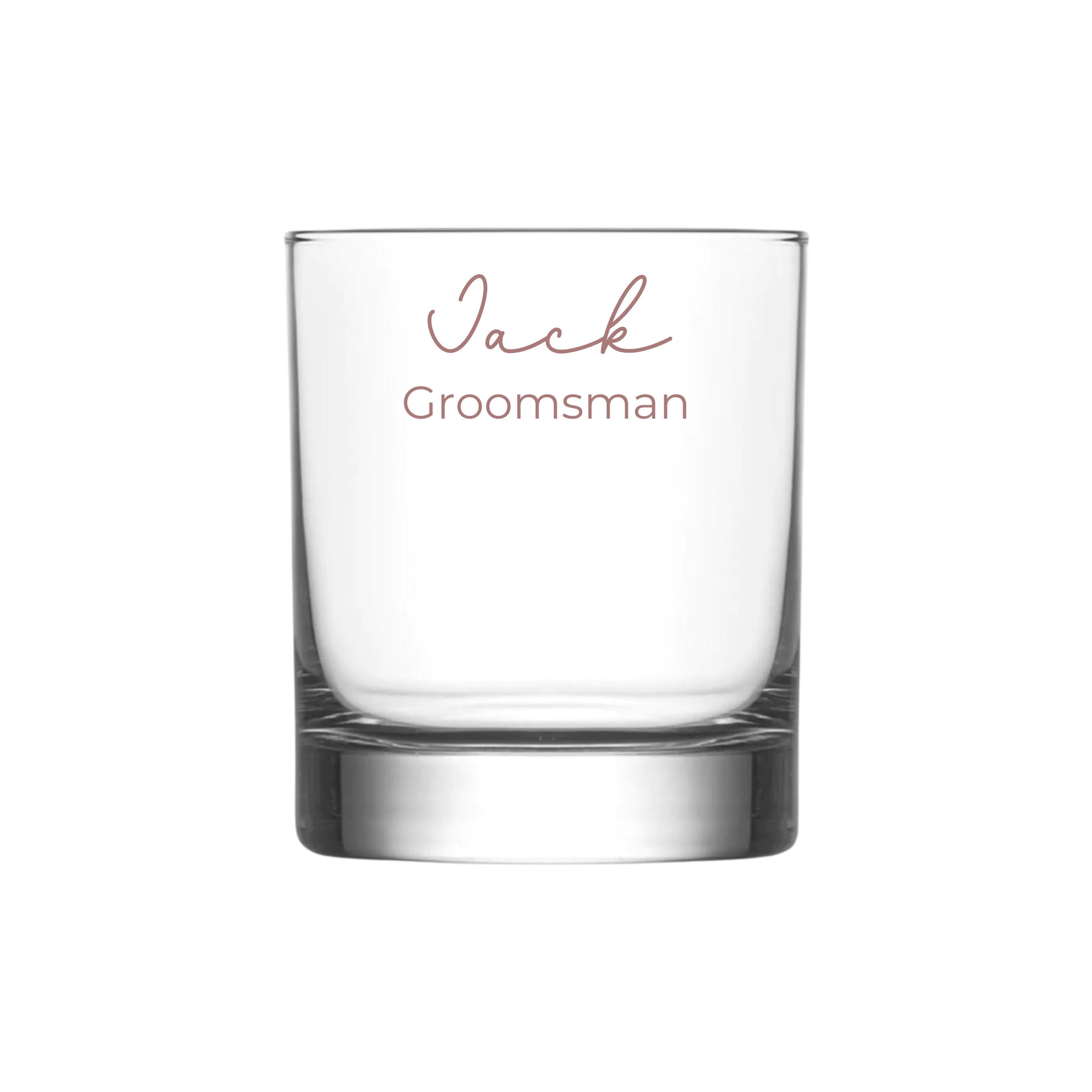 Custom whisky rose gold with blush engraving, name Jack and Groomsman, personalised groomsman or best man gift, handmade whisky glass for him