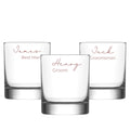 Set of three personalised whisky glasses for groom, best man, and groomsman, custom engraved wedding party gifts, handmade gifts for him
