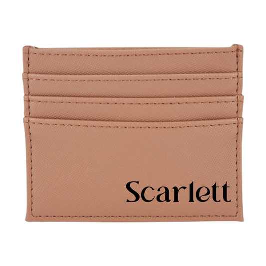 Personalised Name or Initials Tan Vegan Leather Card Wallet | Custom Card Wallet | Bridesmaid Gift | Gift for Him | Gift for Her
