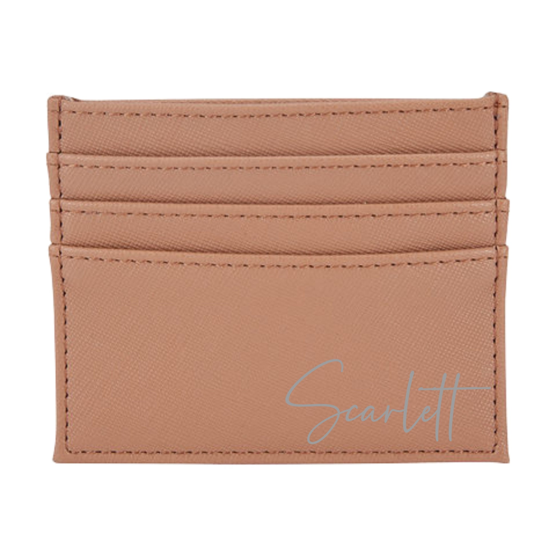 Personalised Name or Initials Tan Vegan Leather Card Wallet | Custom Card Wallet | Bridesmaid Gift | Gift for Him | Gift for Her