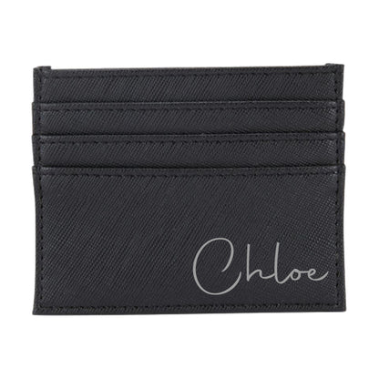 Personalised Name or Initials Black Vegan Leather Card Wallet | Custom Card Wallet | Bridesmaid Gift | Gift for Him | Gift for Her