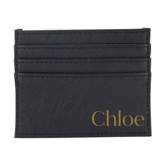 Personalised Name or Initials Black Vegan Leather Card Wallet | Custom Card Wallet | Bridesmaid Gift | Gift for Him | Gift for Her