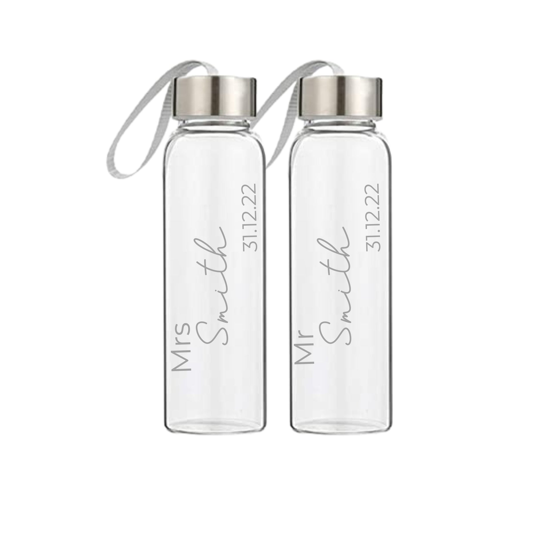 Personalised Mr and Mrs 500 ml Glass Drink Bottle | Mr and Mrs Gift| Personalised Gift | Gift for Her | Gift for Him
