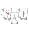 Set of personalised glass mugs with names Scarlett, Ava, Isabella, handmade birthday gifts for her or him, custom co-worker or office gifts Australia