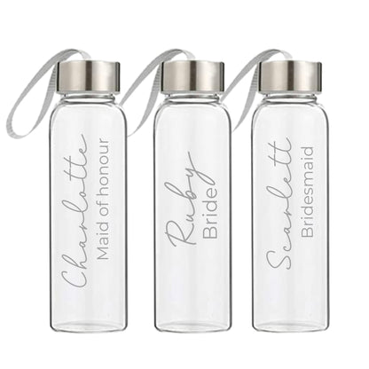 Personalised Bridal Party 500ml Glass Drink Bottle |Bridesmaid Gift | Personalised Gift | Gift for Her | Bridesmaid Proposal