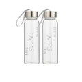 Set of personalised Mr and Mrs Smith 500ml glass drink bottles with engraved wedding date, perfect custom wedding gift Australia