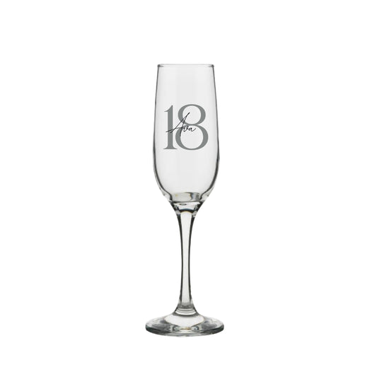 Personalised Name and Large Initial/Birthday Milestone Champagne Glass | Personalised Name and Age Wine Glass | | 18th 21st 30th 40th 50th